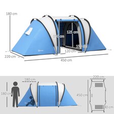 Outsunny 2 Bedroom Camping Tent with Living Area, 3000mm Waterproof, Blue thumbnail 7