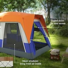 Outsunny Camping Tent with 3000mm Waterproof Rainfly & Screen Panels, Green thumbnail 4