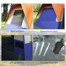 Outsunny Camping Tent with 3000mm Waterproof Rainfly & Screen Panels, Green thumbnail 6