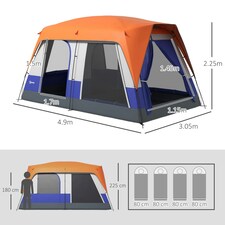Outsunny Camping Tent with 3000mm Waterproof Rainfly & Screen Panels, Green thumbnail 7