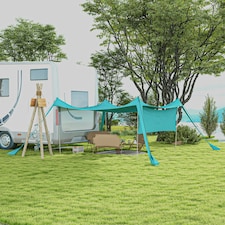 Outsunny Beach Tent Shelter with A Detachable Sidewall, 3 x 3(m), Sky Blue thumbnail 2