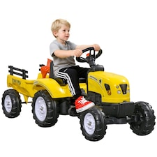 HOMCOM Pedal Go Kart Ride on Tractor with Shovel & Rake Four Wheels Child Toy