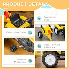 HOMCOM Pedal Go Kart Ride on Tractor with Shovel & Rake Four Wheels Child Toy thumbnail 10