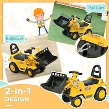HOMCOM Ride-On Bulldozer Toddler Digger Excavator Scooter Storage Cart thumbnail 3