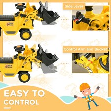 HOMCOM Ride-On Bulldozer Toddler Digger Excavator Scooter Storage Cart thumbnail 4