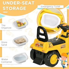 HOMCOM Ride-On Bulldozer Toddler Digger Excavator Scooter Storage Cart thumbnail 5