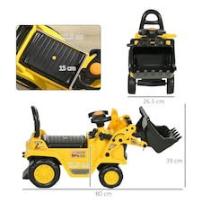 HOMCOM Ride-On Bulldozer Toddler Digger Excavator Scooter Storage Cart thumbnail 7