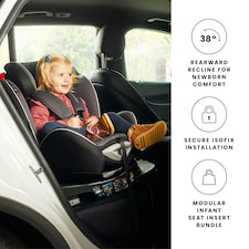 Radial Group 0+/1/2 Car Seat, Suitable from Birth to 25kg (Approx. 7 Years), 360 Degree Rotating Design, Easy Access & Integrated ISOFIX Base (Grey/Black) thumbnail 2