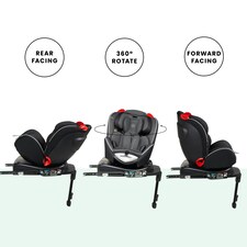 Radial Group 0+/1/2 Car Seat, Suitable from Birth to 25kg (Approx. 7 Years), 360 Degree Rotating Design, Easy Access & Integrated ISOFIX Base (Grey/Black) thumbnail 4
