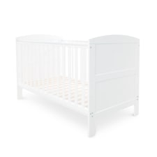 Coleby Classic Cot Bed - Convertible Cot, Birth to 4 Years, Adjustable Base & Teething Rails (White)