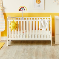 Coleby Classic Cot Bed - Convertible Cot, Birth to 4 Years, Adjustable Base & Teething Rails (White) thumbnail 2