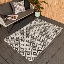 OHS Outdoor Waterproof Geo Garden Patio Anti-Slip Rug, 120x170cm - Grey/White thumbnail 5