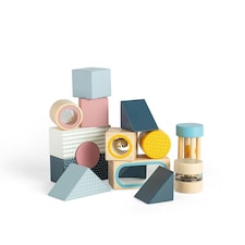 Bigjigs Toys Wooden Sensory Explorer Blocks, Includes Tray For Storage - 14 Pieces