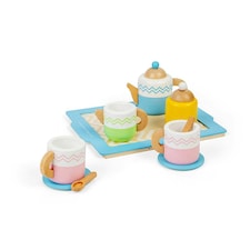 Bigjigs Toys Wooden Tea Tray Set, Complete With Teapot, Cups & Saucers, Milk Jug And More