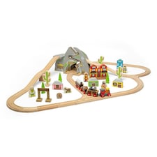 Bigjigs Rail Wooden Wild West Train Set - 62 Play Pieces