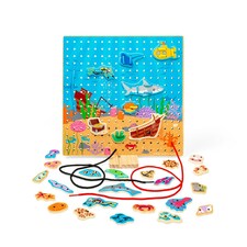Bigjigs Toys Wooden Marine Lace-A-Shape Game, 30 Geometric Shape Lacing Cards & 6 Laces thumbnail 4