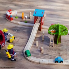 Bigjigs Rail Wooden Fire Station Train Set - 39 Pieces thumbnail 4