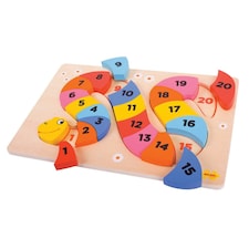 Bigjigs Toys Wooden Snake Counting Puzzle, Educational Toy - 20 Pieces
