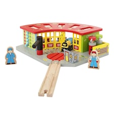 Bigjigs Rail Wooden 5 Way Engine Shed With A Working Turntable thumbnail 2