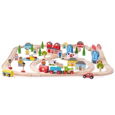 Bigjigs Rail Wooden Town And Country Train Set - 91 Pieces