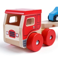 Bigjigs Toys Wooden Transporter Lorry With 4 Cars thumbnail 3