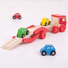 Bigjigs Toys Wooden Transporter Lorry With 4 Cars thumbnail 4