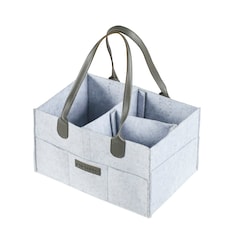 Portable Felt Storage Caddy – Organiser for Baby Essentials with Multiple Compartments, Easy to Assemble and Carry, Ideal for Nappies, Creams, and Toys (Grey)