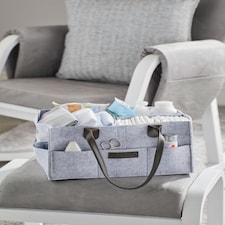 Portable Felt Storage Caddy – Organiser for Baby Essentials with Multiple Compartments, Easy to Assemble and Carry, Ideal for Nappies, Creams, and Toys (Grey) thumbnail 2