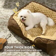 PawHut Dog Bed Calming Pet Bed Dog Mattress for Small Dogs - Brown thumbnail 4