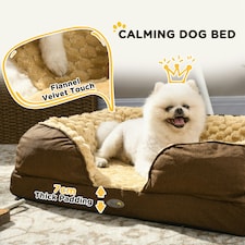 PawHut Dog Bed Calming Pet Bed Dog Mattress for Small Dogs - Brown thumbnail 5