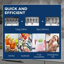 HOMCOM Ice Maker Machine Portable Counter Top Ice Cube Maker for Home Black thumbnail 10