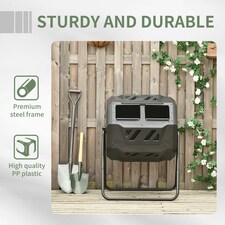 Outsunny 160L Outdoor Tumbling Compost Bin with Dual Chamber, Black thumbnail 6