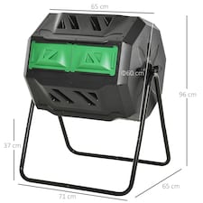Outsunny 160L Outdoor Tumbling Compost Bin with Dual Chamber, Black thumbnail 7