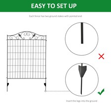 Outsunny Garden Decorative Fence 4 Panels 44in x 12ft Steel Wire Border Edging thumbnail 3