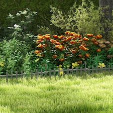 Outsunny Decorative Garden Fencing, Wooden Landscape Edging, Grey thumbnail 2