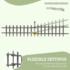 Outsunny Decorative Garden Fencing, Wooden Landscape Edging, Grey thumbnail 4