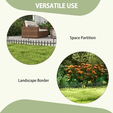 Outsunny Decorative Garden Fencing, Wooden Landscape Edging, Grey thumbnail 5