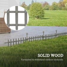 Outsunny Decorative Garden Fencing, Wooden Landscape Edging, Grey thumbnail 6