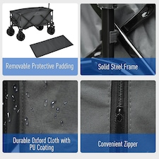 Outsunny Outdoor Cart Folding Cargo Wagon Trailer Beach w/ Handle Dark Grey thumbnail 4