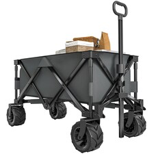 Outsunny Outdoor Cart Folding Cargo Wagon Trailer Beach w/ Handle Dark Grey thumbnail 6