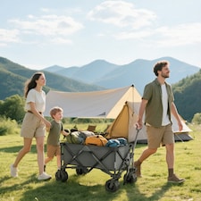 Outsunny Outdoor Cart Folding Cargo Wagon Trailer Beach w/ Handle Dark Grey thumbnail 7