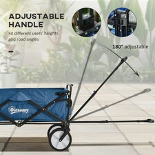 Outsunny Folding Outdoor Storage Trolley Cart Bag Telescopic Handle Brakes Blue thumbnail 4
