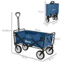 Outsunny Folding Outdoor Storage Trolley Cart Bag Telescopic Handle Brakes Blue thumbnail 5