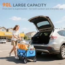 Outsunny Folding Outdoor Storage Trolley Cart Bag Telescopic Handle Brakes Blue thumbnail 8