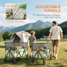 Outsunny 180L Folding Garden Trolley Wagon Cart w/ Extendable Side Walls, Black thumbnail 5