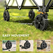 Outsunny 180L Folding Garden Trolley Wagon Cart w/ Extendable Side Walls, Black thumbnail 6