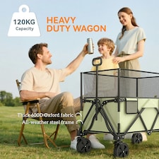 Outsunny 180L Folding Garden Trolley Wagon Cart w/ Extendable Side Walls, Black thumbnail 8