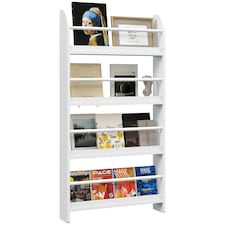 HOMCOM Wall-Mounted/Standing 4-Tier Wood Book Shelf Water Resist