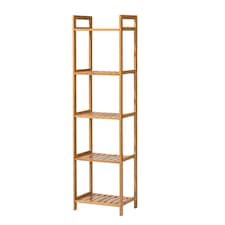 Living and Home 5 Tier Bamboo Wood Storage Shelf Rack- 35cm W x 25cm D x 128cm H