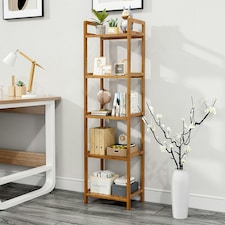 Living and Home 5 Tier Bamboo Wood Storage Shelf Rack- 35cm W x 25cm D x 128cm H thumbnail 2